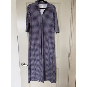 Caliban Skin Like Maxi Dress Button Down Blue Pattern Size 44 or US 6/8